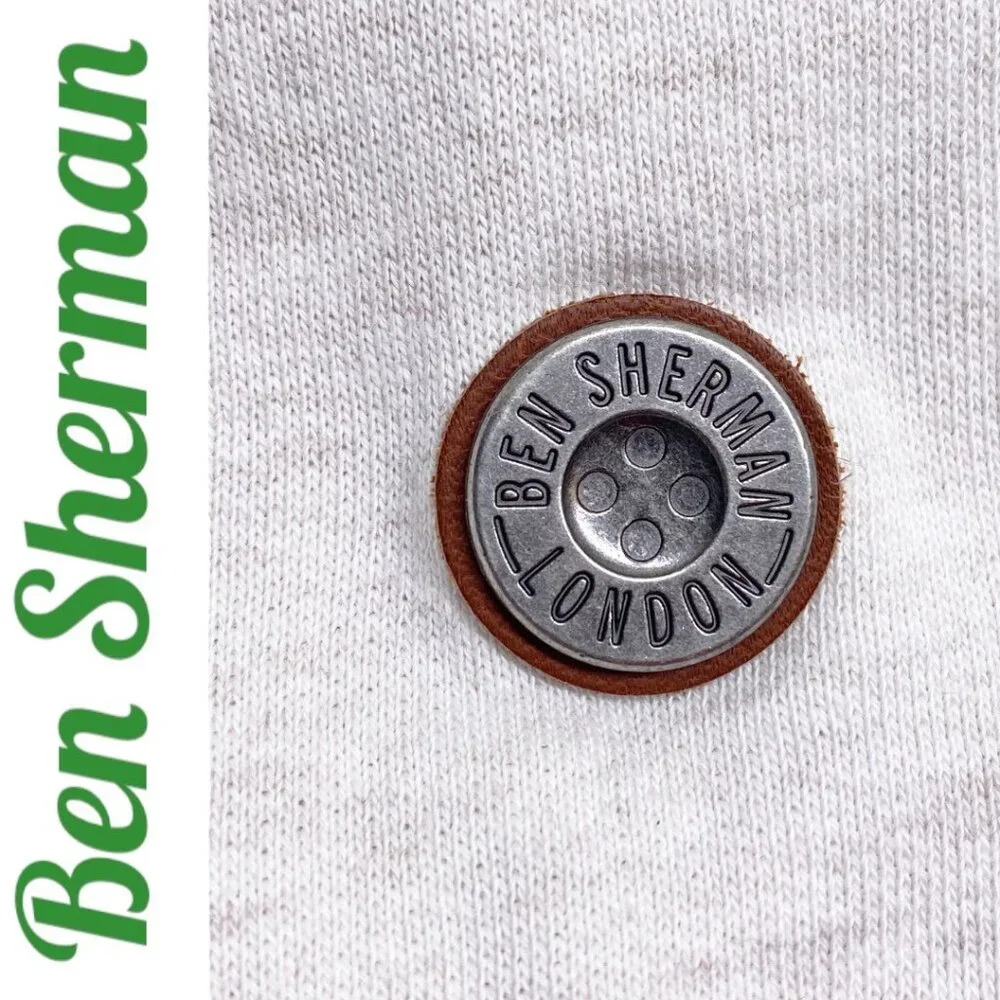 BEN SHERMAN 100% COTTON SHAWL COLLAR ELBOW PATCH GRANDPA CARDIGAN IVORY, Size XS